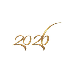 2026 Golden Shiny 3D Text on Transparent Background