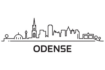 Fototapeta premium Odense Line Art skyline silhouette. Black Odense city design. with white background