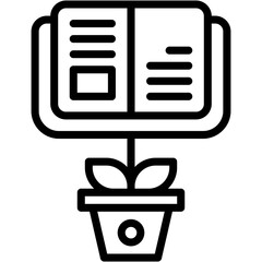 Vector icon Knowledge, Book, Learn, Education, Plant, Growth