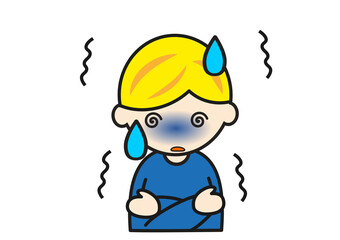 悪寒を感じる白人の男の子