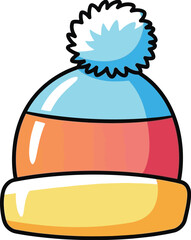 Colorful winter hat with pompom perfect for staying warm in cold weather