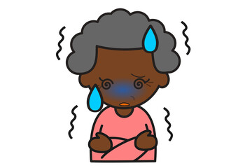 悪寒を感じる黒人のおばあさん