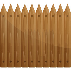 Wooden Fence Panels With Pointed Tops In A Straight Line On A Transparent Background With Subtle Shadows And Highlights