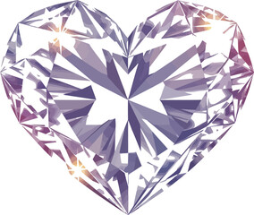 Sparkling heart shaped diamond gemstone on a white background for love concepts