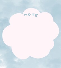 Post-it note with cloud pattern and fog blue back.