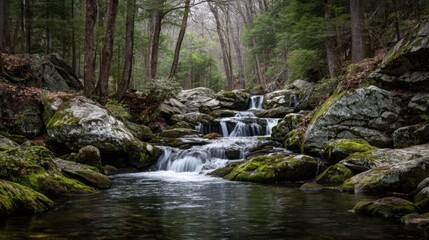 Peaceful Waterfall in the Forest