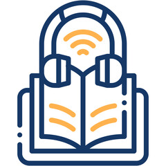 Vector icon Audio Book, Learning, Book, Listen, Education, Headphones