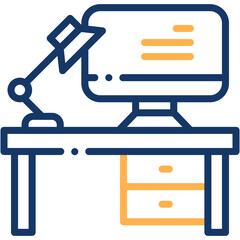 Vector icon Workspace, Studying, Education, Learning, Desk Lamp, Study