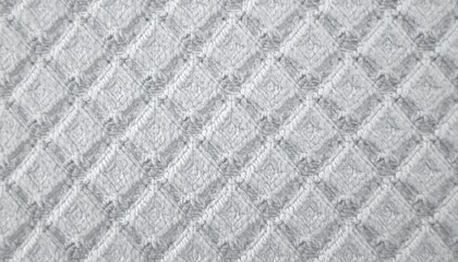 Fototapeta premium Cozy Gray Waffle Knit Texture Macro Close-Up Pattern Soft Textile Fabric