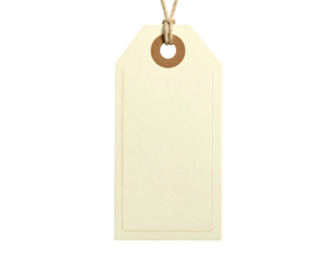 Blank off-white tag with string on a black background