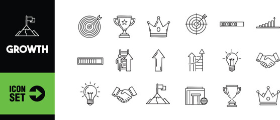 Collection of growth icons, representing success and progress
