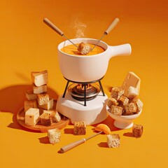Creamy cheese fondue, a still life