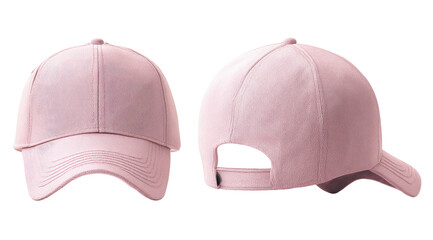 Light pink baseball cap, front and side views