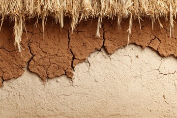 Sun-baked clay wall with thatch roof