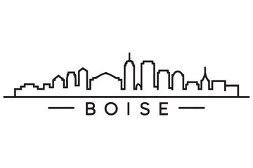 Fototapeta premium Boise Line Art skyline silhouette. Black Boise city design. with white background