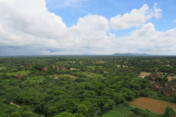 View of the plains of Bagan in Myanmar from the Nan Myint viewing tower