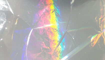 Prism Light Refraction Creates Rainbow Effect on Cracked Surface
