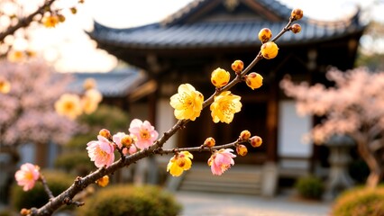 Plum Blossoms Branch Temple Japanese Garden