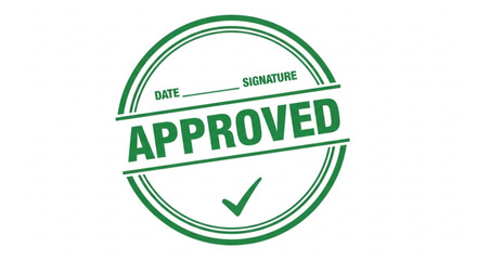 Approved stamp vector image for business authorization and document validation with checkmark and signature