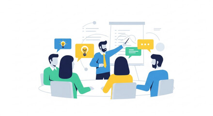 Business meeting presentation brainstorming teamwork collaboration strategy discussion ideas session