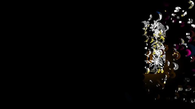 Happy New Year 2026 text animation with disintegration particle effects