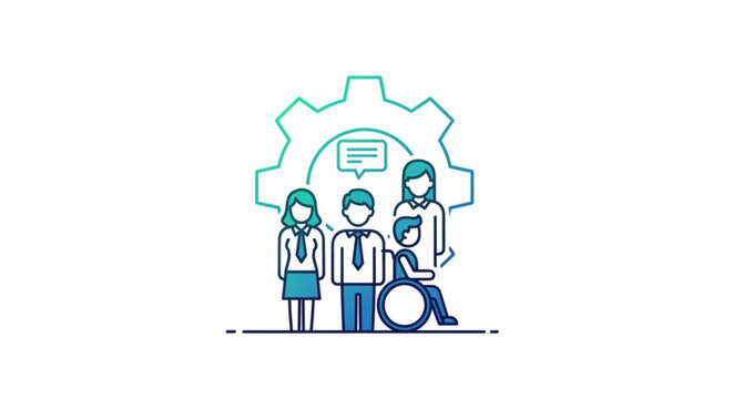 Diversity inclusion team work collaboration and accessibility in business organization concept vector