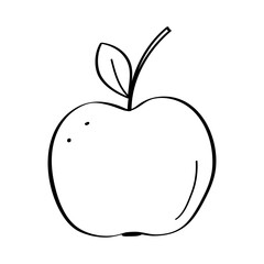 Apple icon sketch. Vector doodle illustration of a hand drawn isolate on a white background.