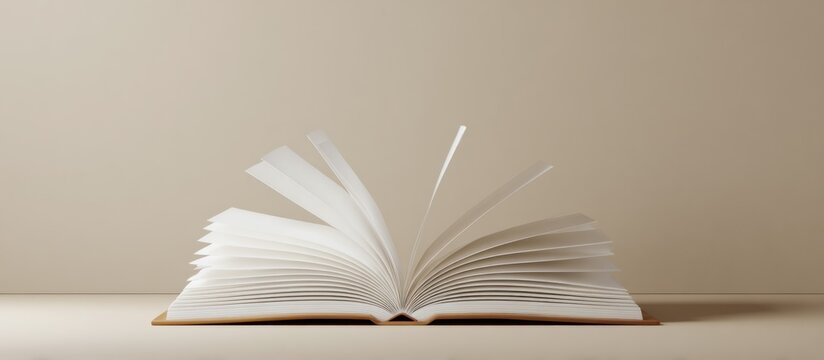 An open book with pages fluttering in the wind.