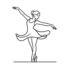 Graceful ballerina line art illustration in elegant dance pose minimal modern design