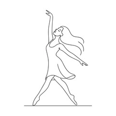 Graceful Ballerina Line Art Dance Illustration
