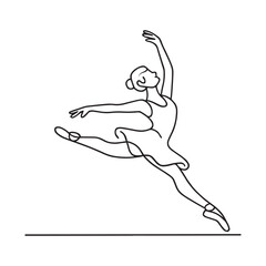 Graceful Ballet Dancer Jumping Line Art Elegant Ballerina Continuous One Line Drawing