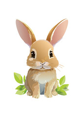 Obraz premium Rabbit Kit with leaves - Realistic Vector Illustration