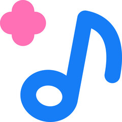 파란색 둥근 플랫 벡터 음표