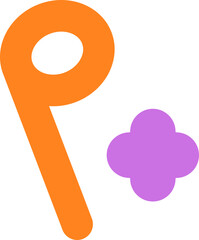 주황색 플랫 벡터 리듬 음표