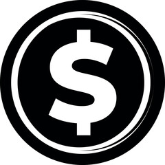 A bold, black dollar sign on white background