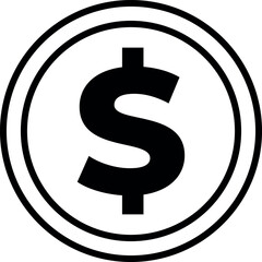 A bold black dollar symbol is enclosed inside a simple circle shape