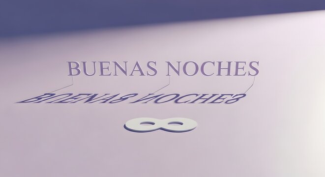 Elegant 'Buenas Noches' text casting a soft shadow with an infinity symbol below, perfect for greetings and peaceful nighttime themes