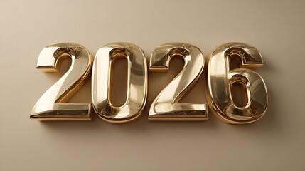 Shimmering golden "2026" numbers symbolize future success and new beginnings