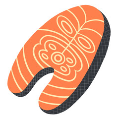 Salmon steak cartoon 