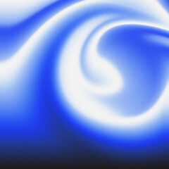 Vibrant blue and white swirling gradient with prominent digital noise texture