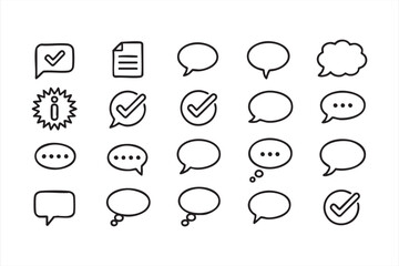 Vector Line Art Icons for Messaging and Social Media Conversations