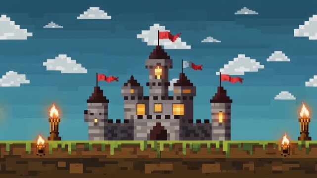 8-Bit Medieval Castle &ndash; Pixel Animated Fantasy Loop