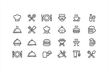Modern Outline Icons Set for Restaurant, Cafe, and Culinary Branding