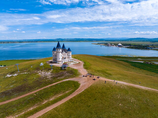 A beautiful chateau under a blue sky