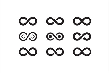 Black and White Infinity Symbol Collection for Design and Technology Themes