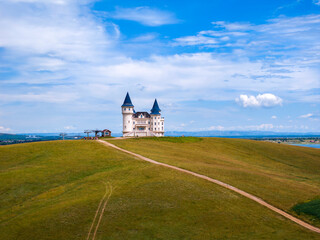 A beautiful chateau under a blue sky