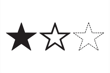 Flat Vector Star Icons for Rating, Award, and Achievement Concepts