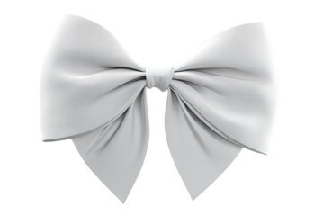 Large, pale gray ribbon bow