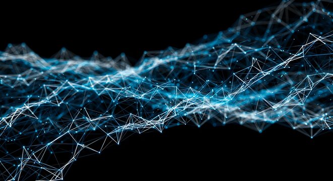 青色デジタル波動ネットワーク抽象背景