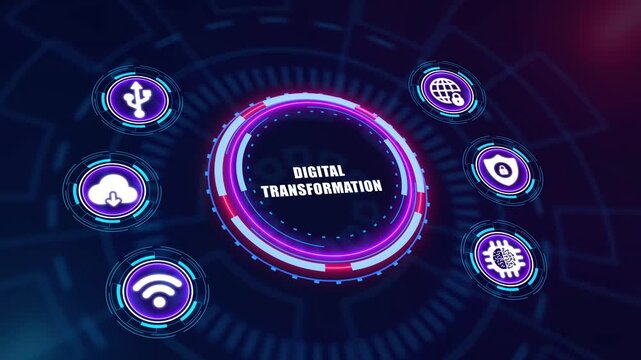 Digital Transformation Animation, Futuristic Innovation Technology Background